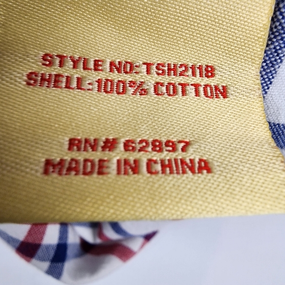 TFG Creative Garments Western Shirt Mens XL Plaid Pearl Snap Red White Blue - Picture 8 of 8